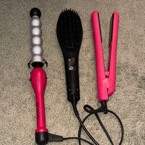 Revlon Pink Curling Wand, NUME Straightener, Black blowout Brush